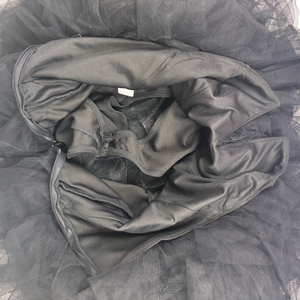 Fashion Nova Black Strapless Sheer Tulle Dress Built-In Briefs M Whimsigoth NEW - Picture 8 of 12